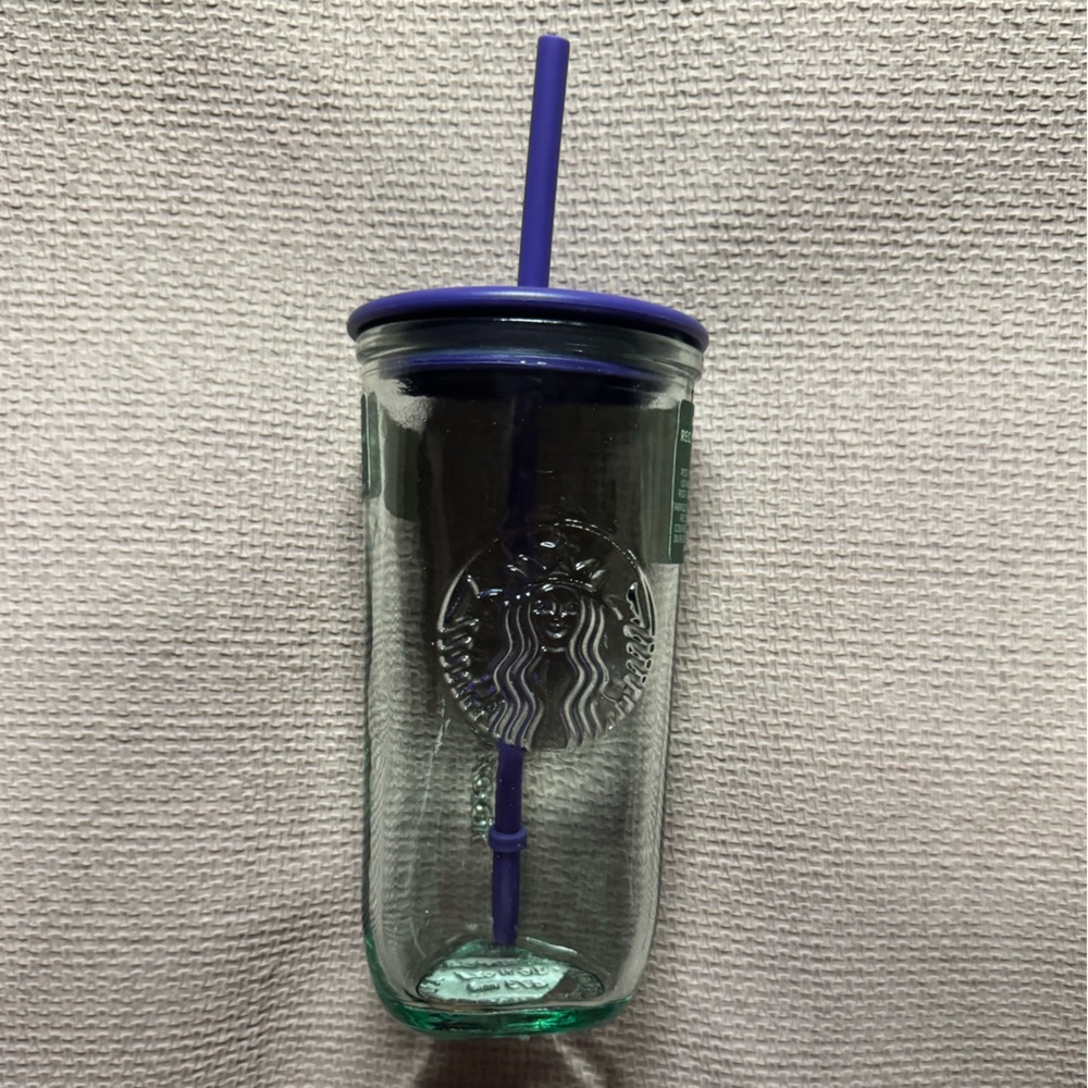New Starbucks Terracotta Purple Blue Triangle Recycled Glass Tumbler